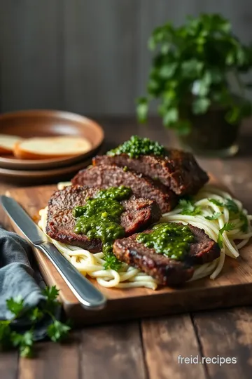 Slow-Cooked Beef Brisket with Chimichurri presentation