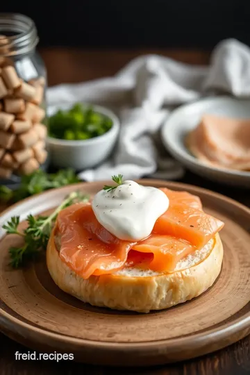 Poached Salmon Bagel with Creamy Topping ingredients