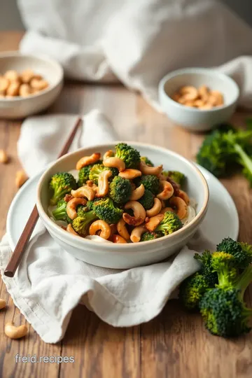 Stir-Fried Broccoli with Cashews & Oyster Sauce presentation