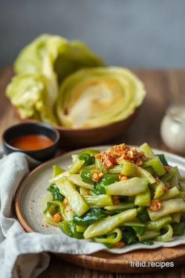 Stir-fried Savoy Cabbage with Garlic Delight presentation