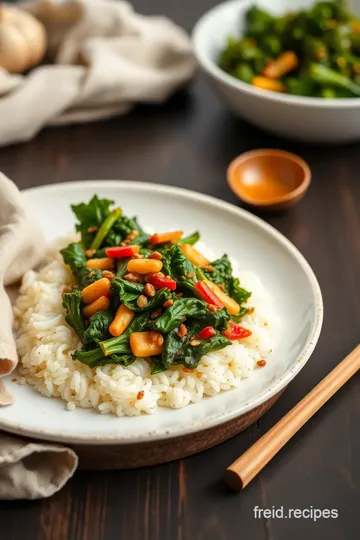 Stir-Fried Curly Kale with Chilli & Garlic presentation