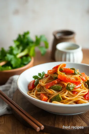 Noodles with Stir-Fried Chilli Veg presentation