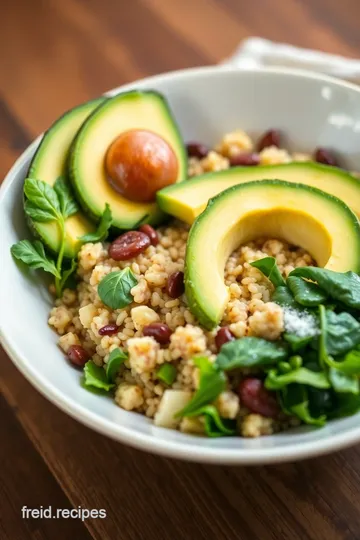 Sunrise Quinoa Bowl with Avocado and Spinach presentation