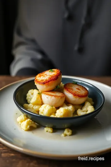 Sear Sea Scallops with Vanilla Cauliflower presentation