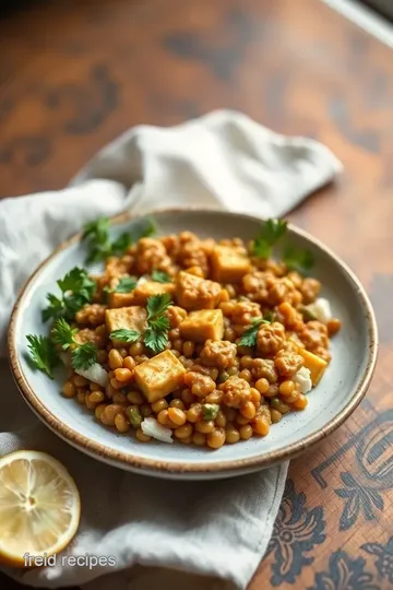 Baked Tofu Lentils with Ginger Flavor presentation