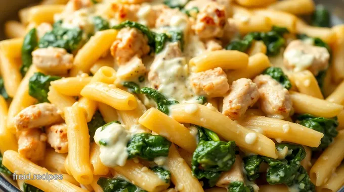 Creamy Rotisserie Chicken and Spinach Pasta Bake