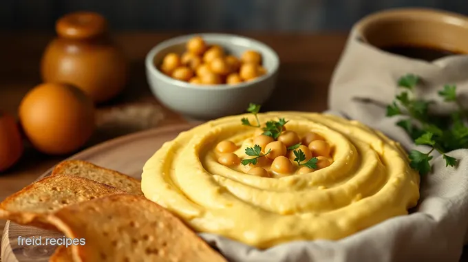 Saffron Hummus with Date-Labneh Ball and Fried Ricotta