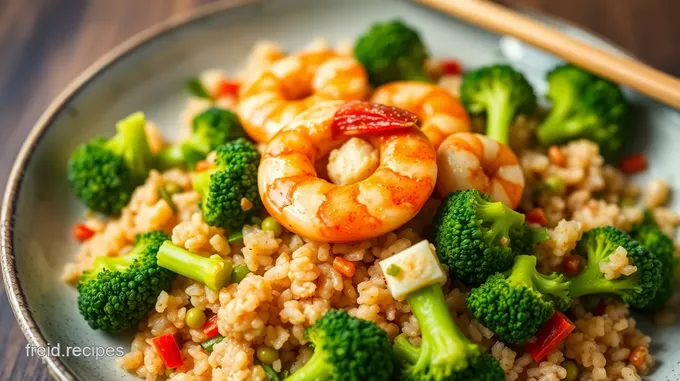 Miso Brown Rice & Broccoli Salad with Fiery Prawns