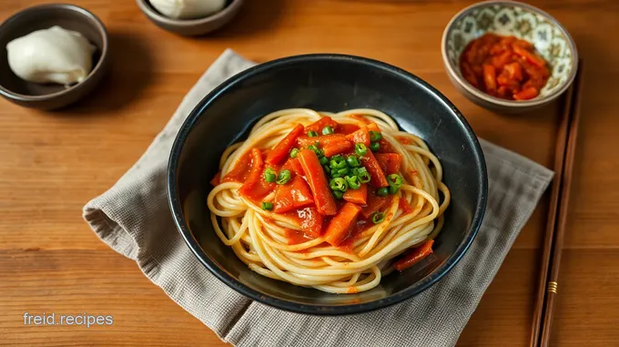 Stir-Fry Udon Noodles with Kimchi Delight