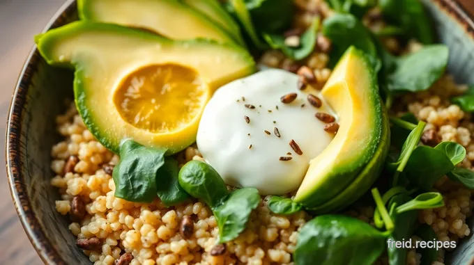 Sunrise Quinoa Bowl with Avocado and Spinach